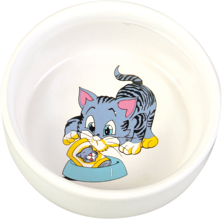 4009 Ceramic cat bowl with motif, 0.3 l/-Ã‚Â· 11 cm, white