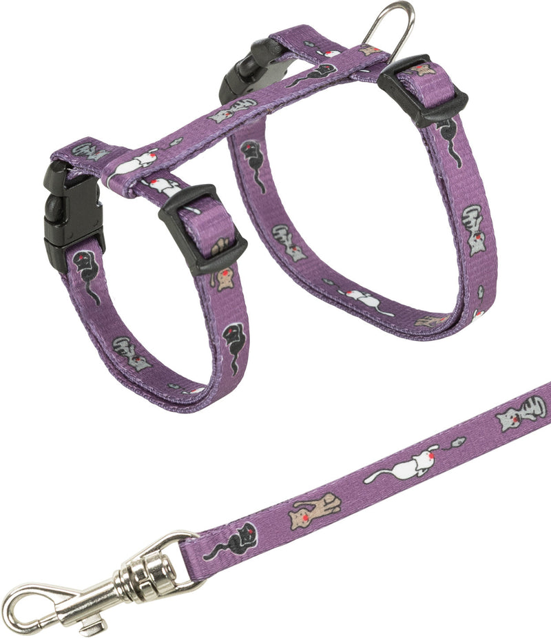 4144 Junior kitten harness with leash, cat motif, 21Æ’??33 cm/8 mm, 1.20 m