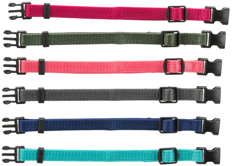 15556 Junior set of puppy collars, M-L: 22-35 cm/10 mm, fuchsia, graphite, indigo, forest, coral, ocean