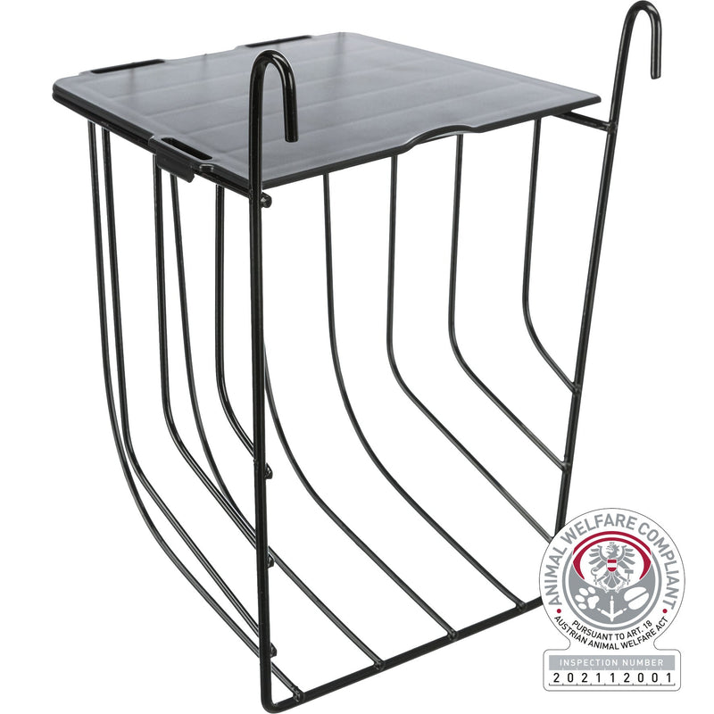 60890 Hay manger, hanging, with lid, metal, 13 - 18 - 12 cm, black