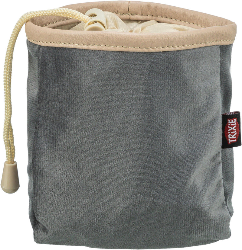 32288 Snack bag, suede, on clip strip, diam 9 x 14 cm