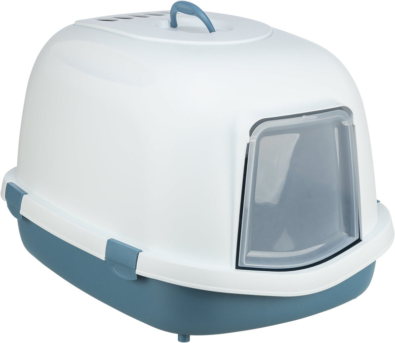 40177 Primo XXL Top cat litter tray with hood, 56 x 47 x 71 cm, blue/white