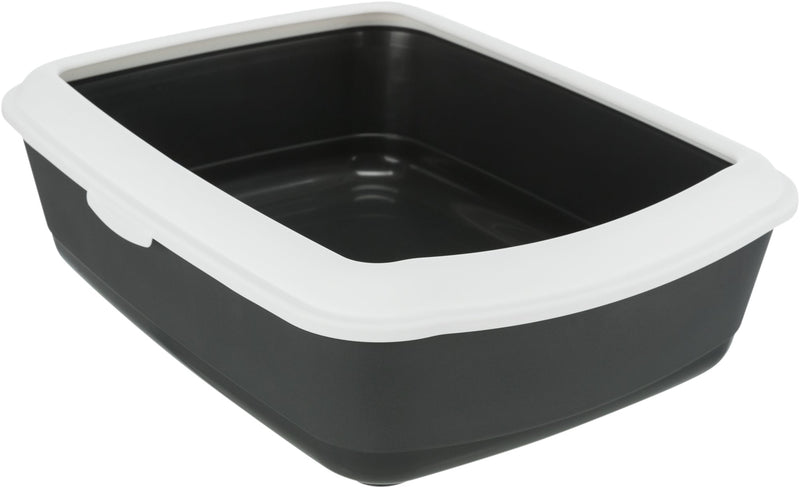 40184 Classic cat litter tray, with rim, 37 x 15 x 47 cm, dark grey/white