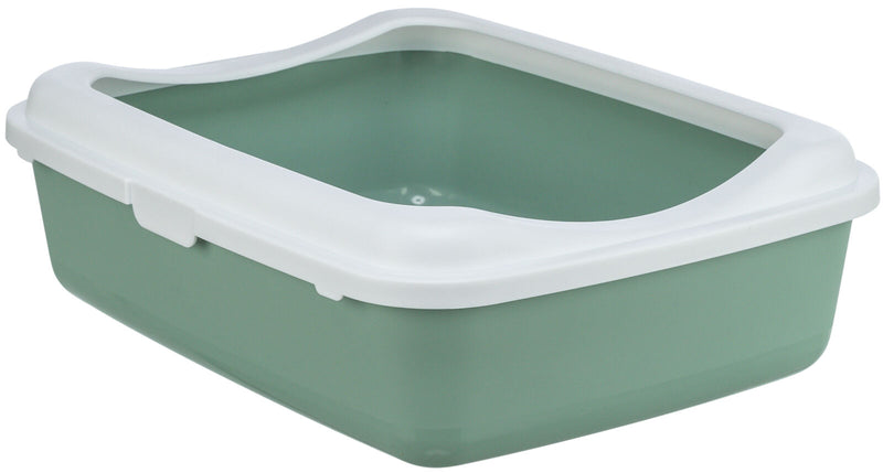 40185 Classic cat litter tray, with rim, 37 x 15 x 48 cm, sage/white