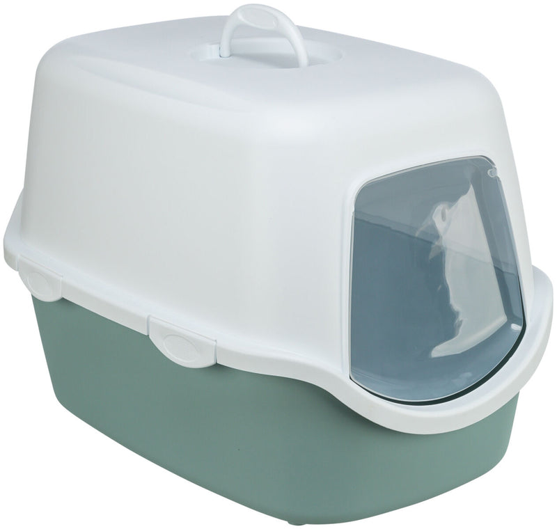 402710 Vico cat litter tray, with hood, 40 x 40 x 56 cm, sage/white