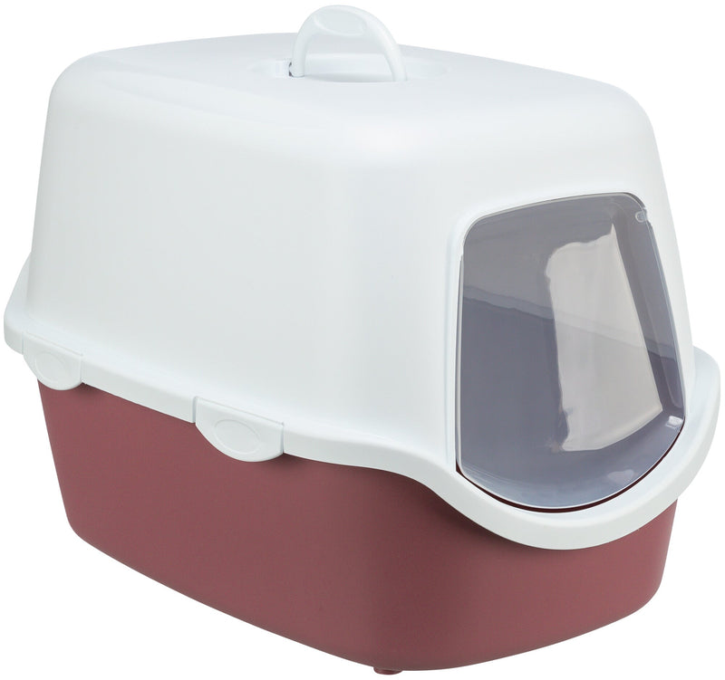 40278 Vico cat litter tray, with hood, 40 - 40 - 56 cm, berry/white