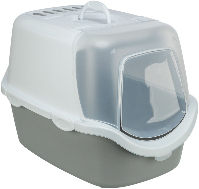 40343 Vico Open Top cat litter tray, with hood, 40 x 40 x 56 cm, light grey/white