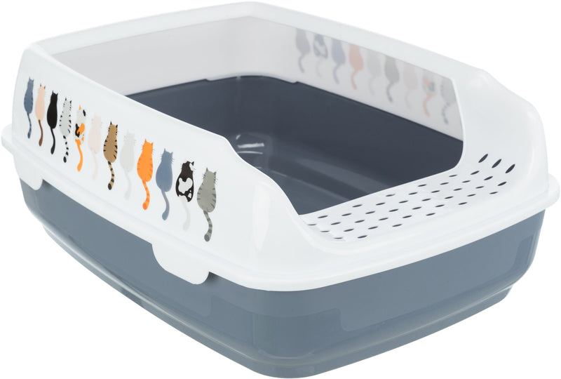 40397 Delio cat litter tray, with rim, 35 - 20 - 48 cm, grey/white