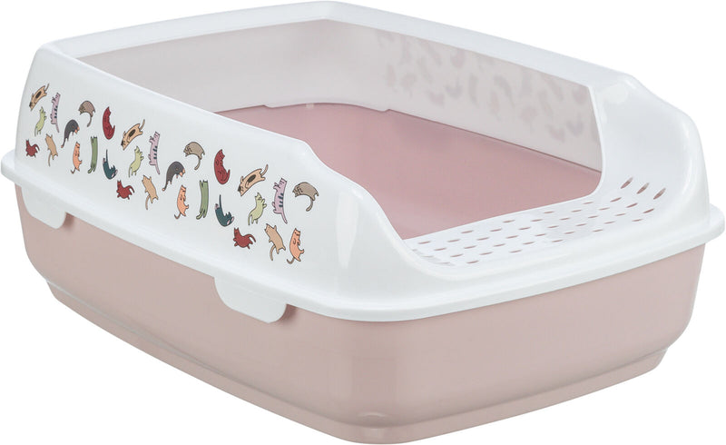 40399 Delio cat litter tray, with rim, printed, 38 x 20 x 50 cm, light lilac/white