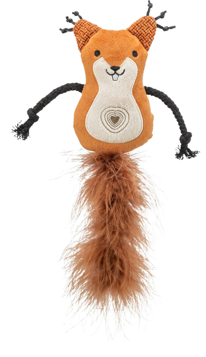 45681 Squirrel, plush/feather, catnip, 12 cm/24 cm