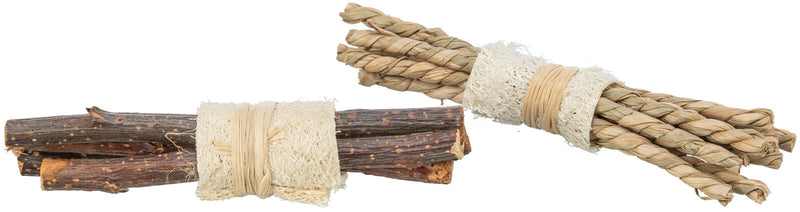 61827 Set Sticks with loofah, wood/sea grass, 2 pcs., 10 x 3 cm