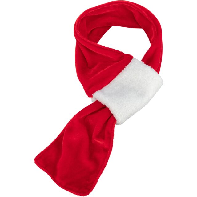 927332 Xmas scarf, flannel look/plush, 70 cm, red/white