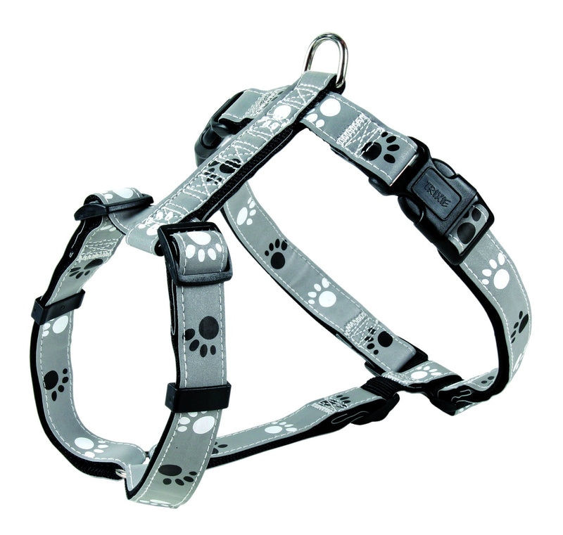 12233 Silver Reflect H-harness, M-L: 50-75 cm/25 mm, black/silver grey