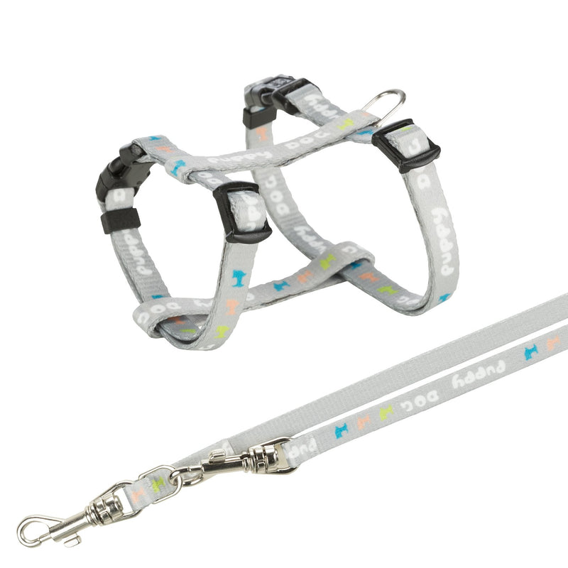 15340 Junior puppy harness with leash, 2334 cm/8 mm, 2.00 m, light grey