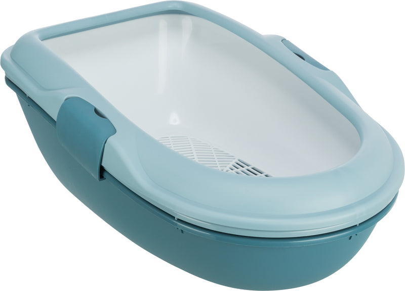 40156 Berto cat litter tray, with rim, separating system, 39x22x59 cm, light blue/petrol/white