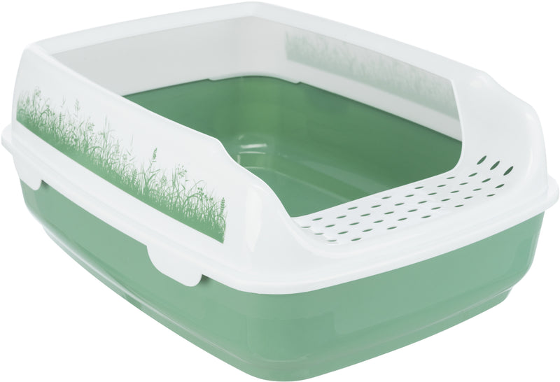 40398 Delio cat litter tray, with rim, 35 Ã‡? 20 Ã‡? 48 cm, green/white